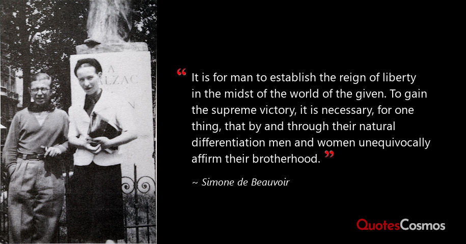 Simone De Beauvoir Quotes It Is For Man To Establish The…” Simone De Beauvoir Quote